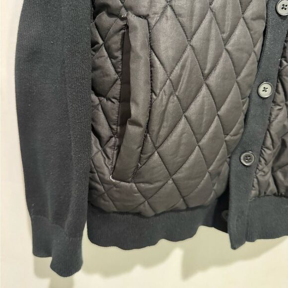 Banana Republic Men’s Sweater Jacket Black Quilted High Neck Medium Button Down - Picture 3 of 10
